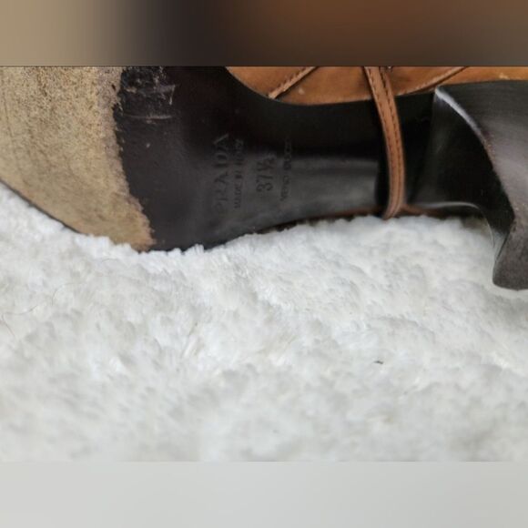 Prada Brown Western Ankle Booties size 37.5 usa 7.5 - Picture 8 of 11